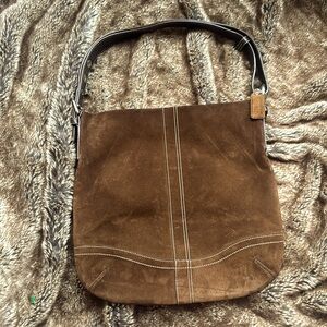 Coach Suede Crossbody / Messenger / Chocolate Brown